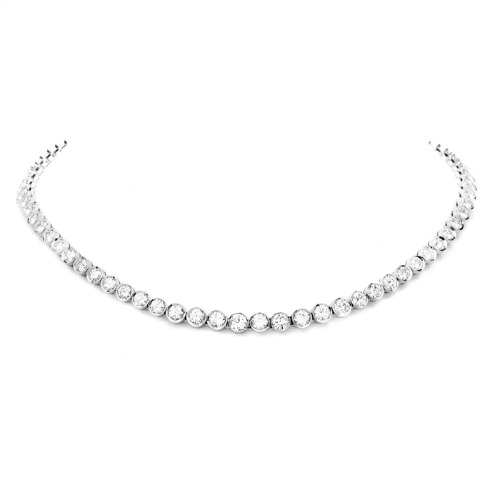 4.75 Ct Natural Round Cut Terrene  Diamond Necklaces in 9K White Gold