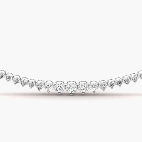 4.01 Ct Natural Round Cut Tenora  Diamond Necklaces in 9K Yellow Gold