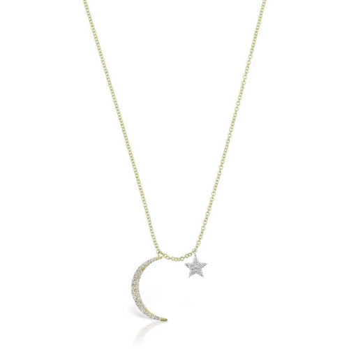 0.11 Ct Natural Diamond Round Cut Vishali  Chain Necklaces in 9K Yellow Gold