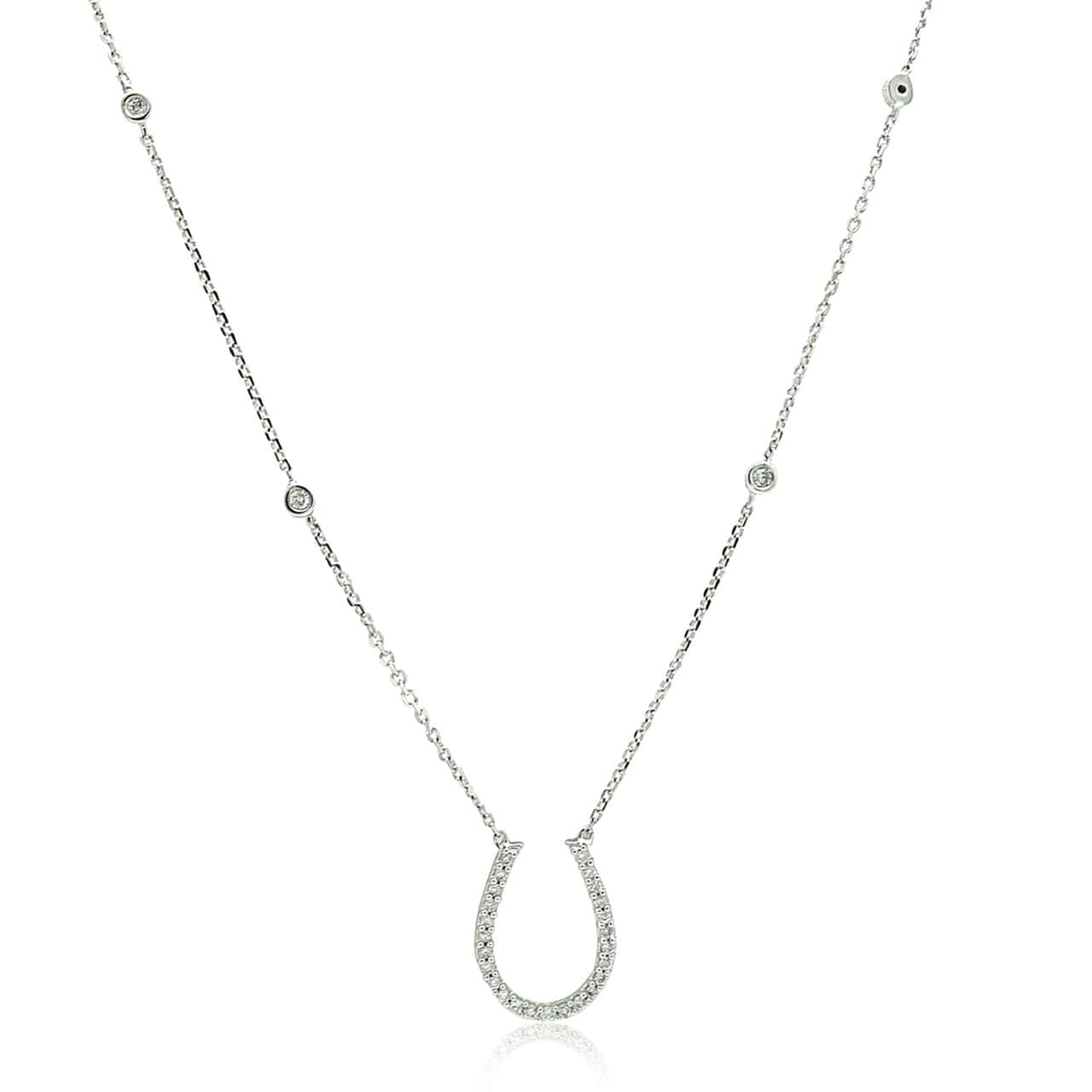 0.15 Ct Natural Diamond Round Cut Vruddhi  Chain Necklaces in 9K White Gold