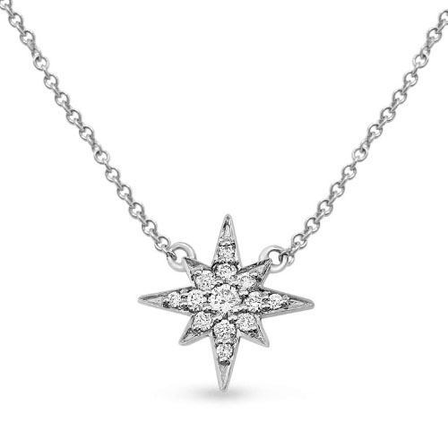 0.17 Ct Natural Diamond Round Cut Viyan  Chain Necklaces in 9K White Gold