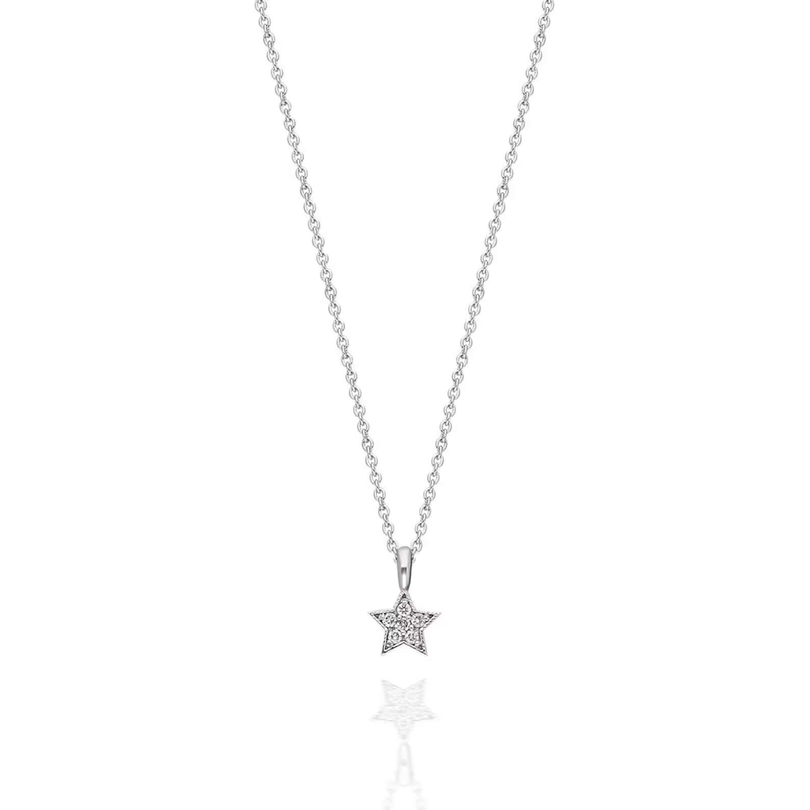 0.21 Carat Prong Setting Natural Round Star Diamond Necklace 