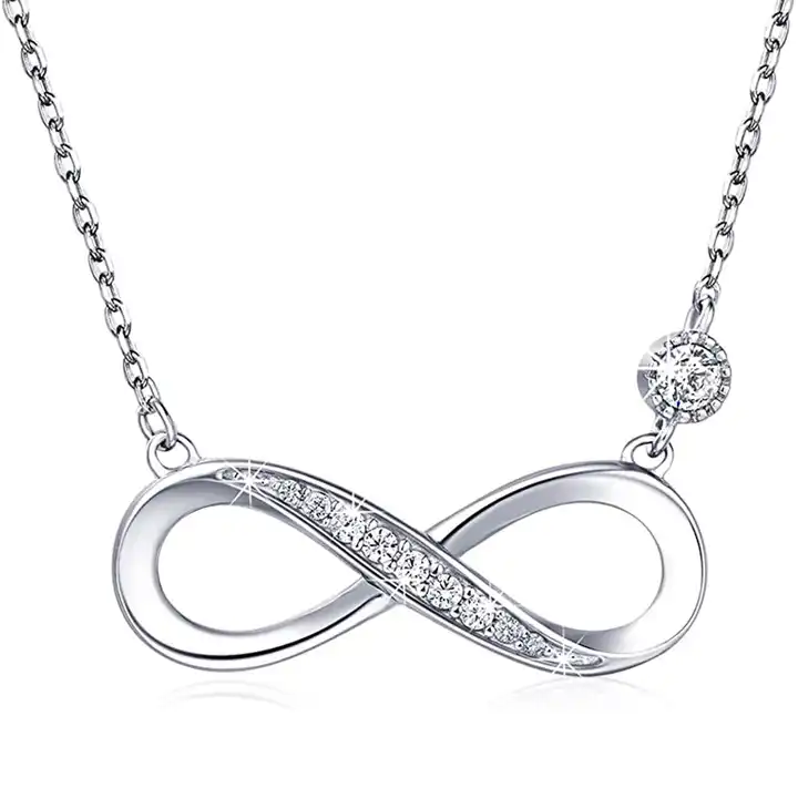0.1 Ct Lab-Created Diamond Round Cut Virani  Chain Necklaces in Silver 925