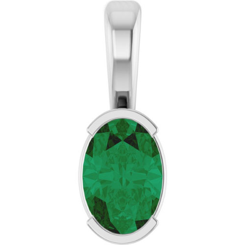 0.5 Ct Oval Cut Wenona  Emerald Necklaces in 18K White Gold