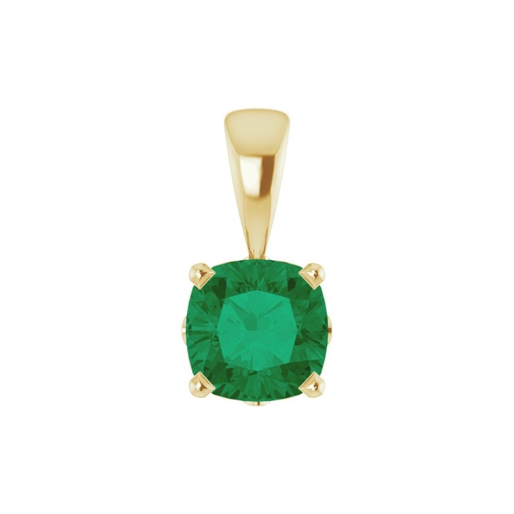 0.75 Ct Cushion Cut Welsie  Emerald Necklaces in 18K White Gold
