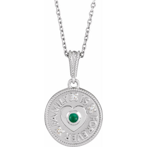 0.12 Ct Round Cut Willian  Emerald Necklaces in 18K White Gold