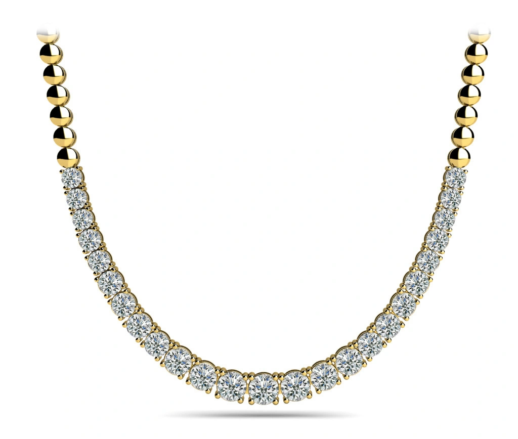 side view of Willow 2.00 ct Lab-Created Diamond Round cut Tennis Necklace in Silver 925
