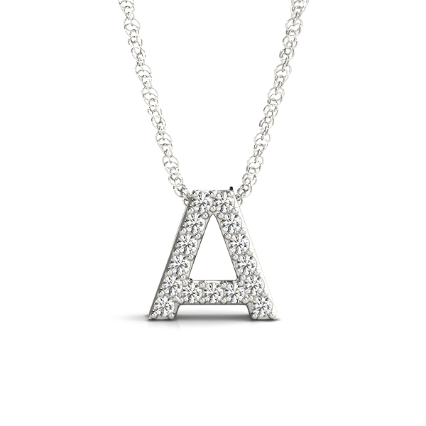0.07 Ct Natural Round Cut Liam Diamond Initial Necklaces in Silver 925