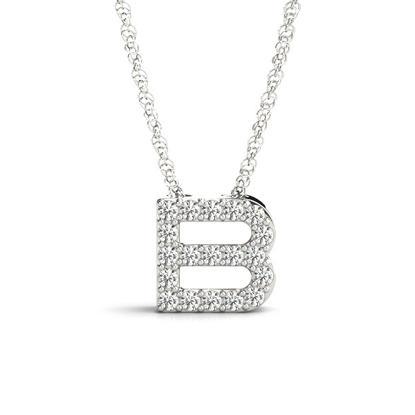 0.09 Ct Natural Round Cut Tyler Diamond Initial Necklaces in Silver 925
