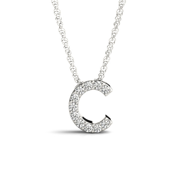 0.05 Ct Natural Round Cut Luke Diamond Initial Necklaces in Silver 925
