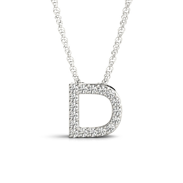 0.08 Ct Natural Round Cut Noah Diamond Initial Necklaces in Silver 925