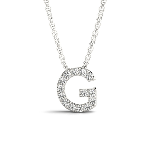 0.07 Ct Natural Round Cut Thomas Diamond Initial Necklaces in Silver 925