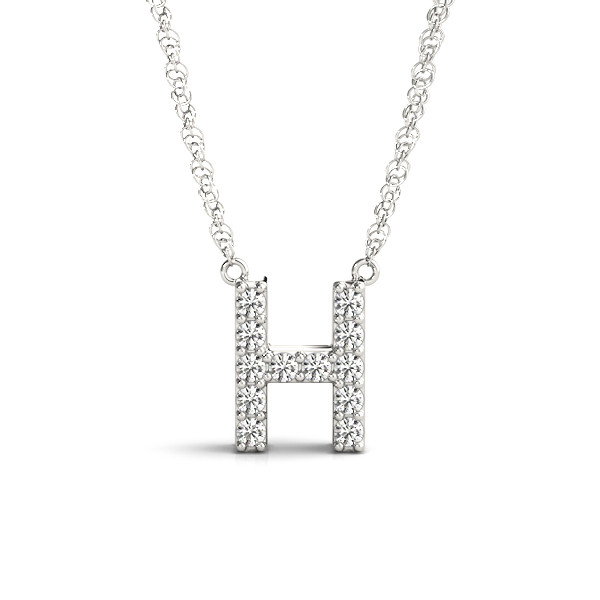 0.06 Ct Natural Round Cut Felix Diamond Initial Necklaces in Silver 925