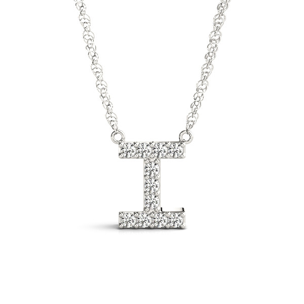0.05 Ct Natural Round Cut Oliver Diamond Initial Necklaces in Silver 925