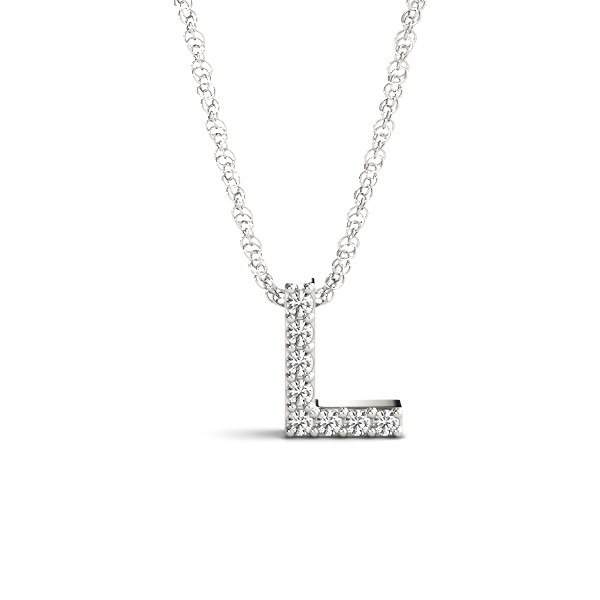 0.04 Ct Natural Round Cut Albie Diamond Initial Necklaces in Silver 925