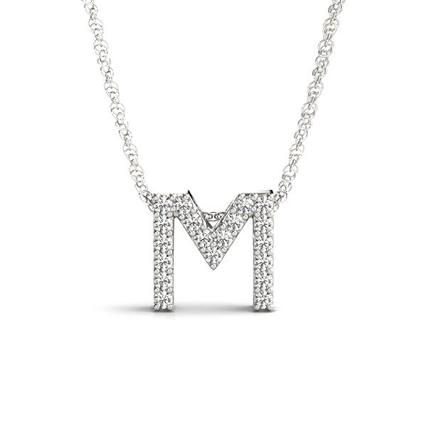 0.07 Ct Natural Round Cut Jamie Diamond Initial Necklaces in Silver 925