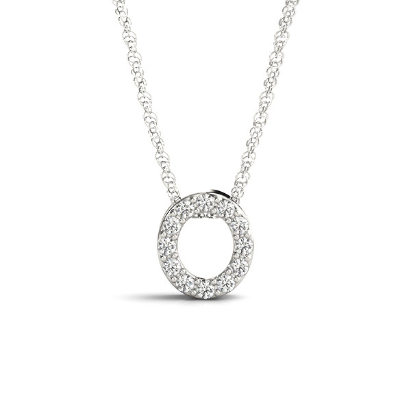 0.06 Ct Natural Round Cut Dominic Diamond Initial Necklaces in Silver 925
