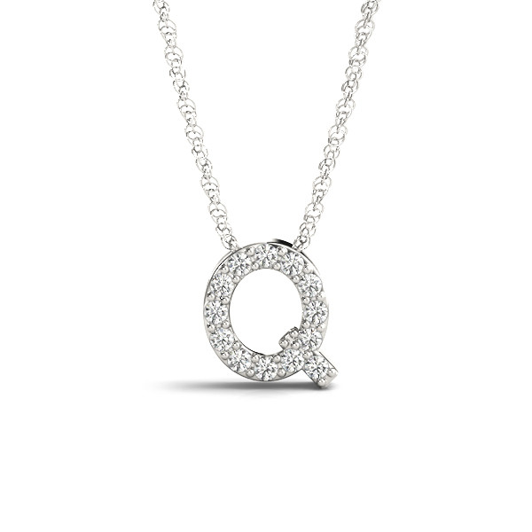 0.06 Ct Natural Round Cut Harry Diamond Initial Necklaces in Silver 925