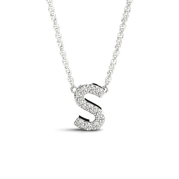 0.04 Ct Natural Round Cut Dexter Diamond Initial Necklaces in Silver 925