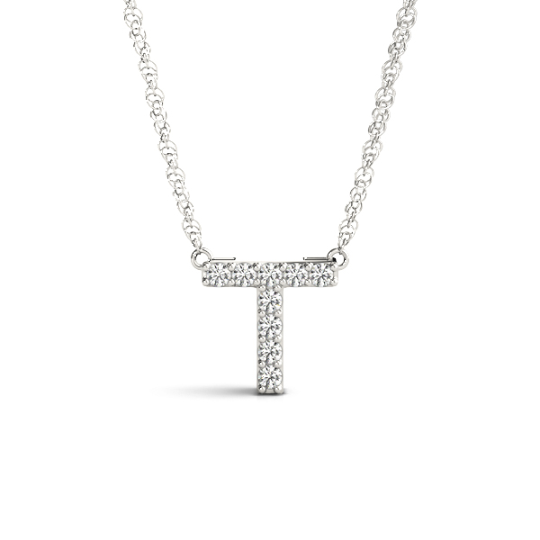 0.04 Ct Natural Round Cut Alfie Diamond Initial Necklaces in Silver 925