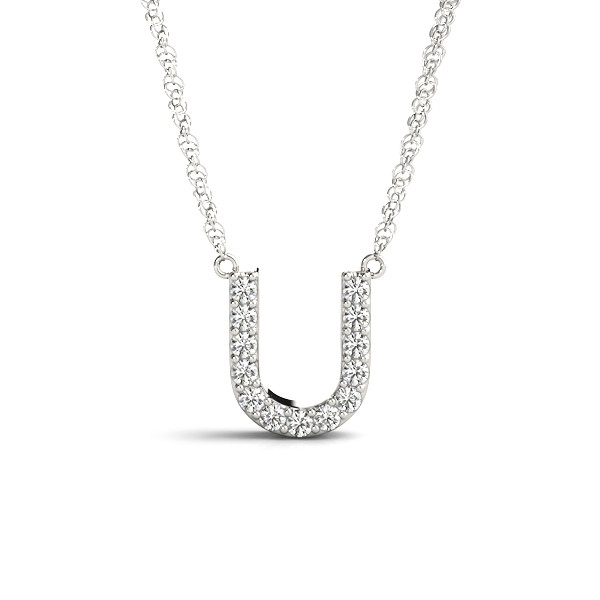 0.06 Ct Natural Round Cut Harris Diamond Initial Necklaces in Silver 925