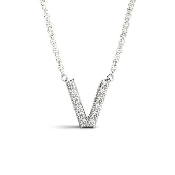 0.06 Ct Natural Round Cut Yamir Diamond Initial Necklaces in Silver 925