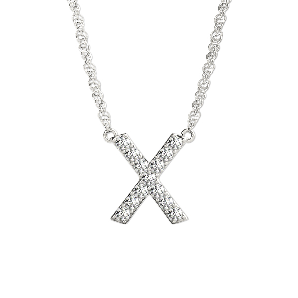 0.06 Ct Natural Round Cut Jacob Diamond Initial Necklaces in Silver 925