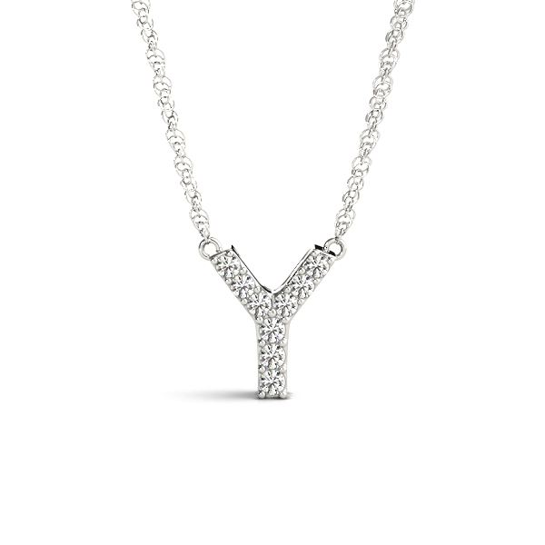 0.04 Ct Natural Round Cut Daniel Diamond Initial Necklaces in Silver 925