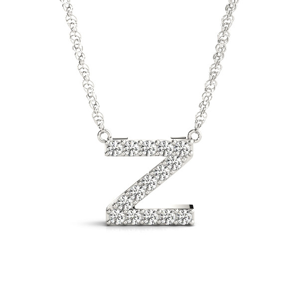 0.07 Ct Natural Round Cut Riley Diamond Initial Necklaces in Silver 925