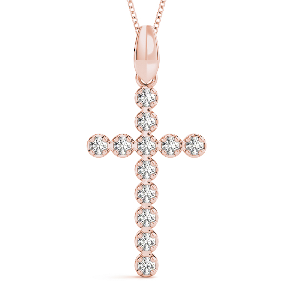 0.12 Ct Lab-Created Diamond Round Cut Alex Cross Pendants Necklaces in Silver 925