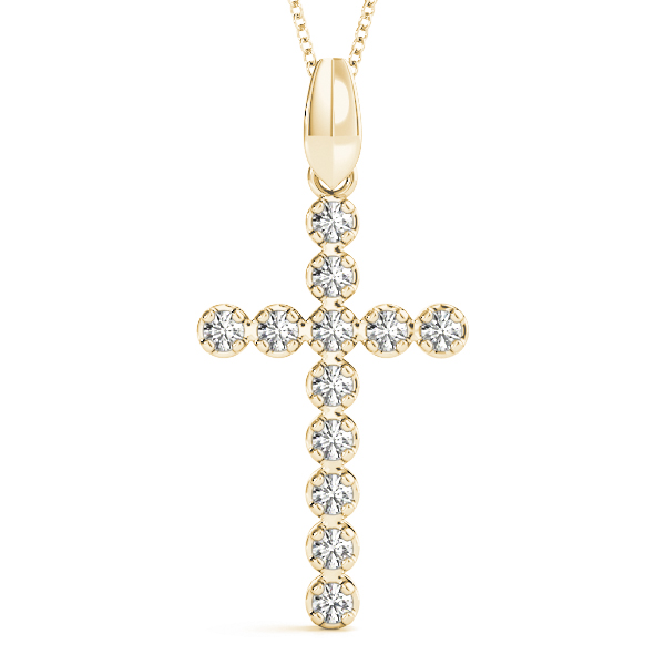 0.12 Ct Lab-Created Diamond Round Cut Alex Cross Pendants Necklaces in Silver 925