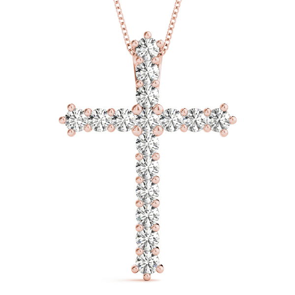 0.24 Ct Lab-Created Diamond Round Cut Luis Cross Pendants Necklaces in Silver 925