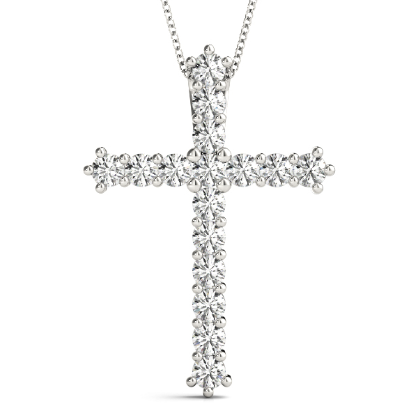 0.24 Ct Lab-Created Diamond Round Cut Luis Cross Pendants Necklaces in Silver 925