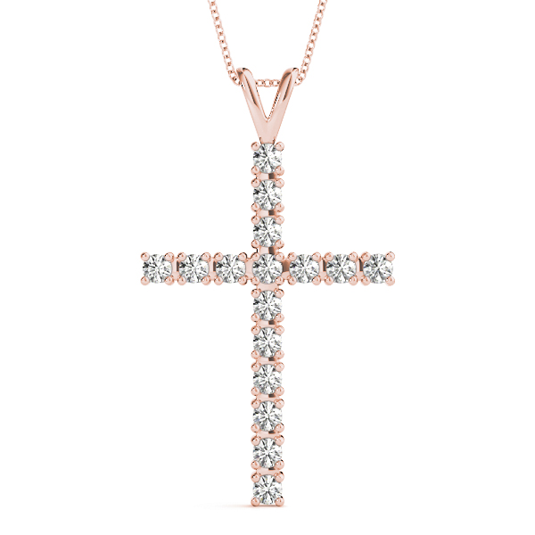 0.24 Ct Lab-Created Diamond Round Cut Kai Cross Pendants Necklaces in Silver 925