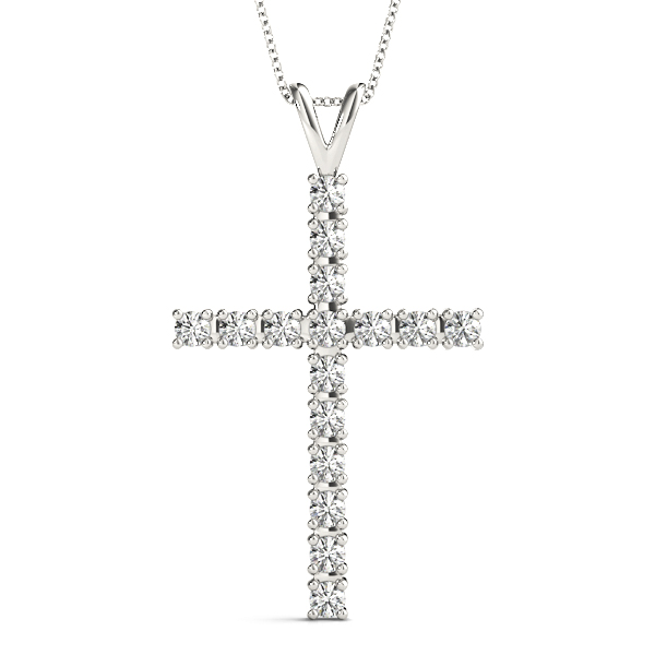 0.24 Ct Lab-Created Diamond Round Cut Kai Cross Pendants Necklaces in Silver 925