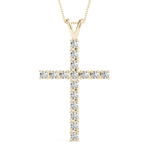 0.24 Ct Lab-Created Diamond Round Cut Kai Cross Pendants Necklaces in Silver 925