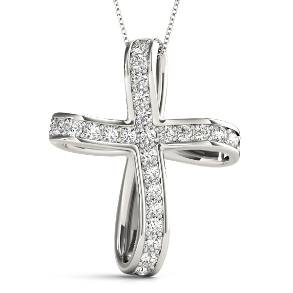 0.24 Ct Lab-Created Diamond Round Cut Arlo Cross Pendants Necklaces in Silver 925