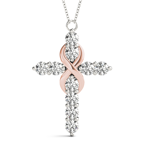 0.4 Ct Lab-Created Diamond Round Cut Lwein Cross Pendants Necklaces in Silver 925
