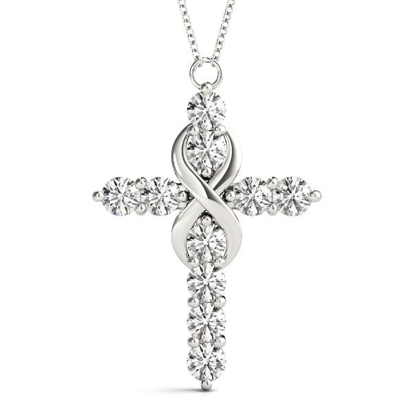 0.4 Ct Lab-Created Diamond Round Cut Lwein Cross Pendants Necklaces in Silver 925