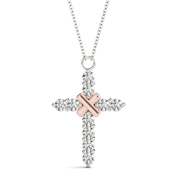 0.4 Ct Lab-Created Diamond Round Cut Logan Cross Pendants Necklaces in Silver 925