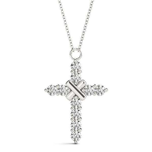 0.4 Ct Lab-Created Diamond Round Cut Logan Cross Pendants Necklaces in Silver 925