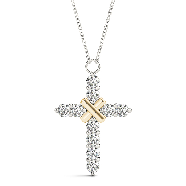 0.4 Ct Lab-Created Diamond Round Cut Logan Cross Pendants Necklaces in Silver 925
