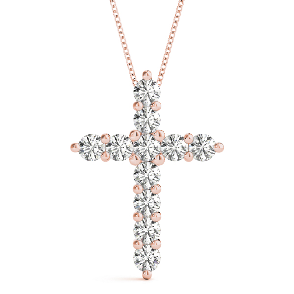 1.02 Ct Lab-Created Diamond Round Cut Raimund Cross Pendants Necklaces in Silver 925