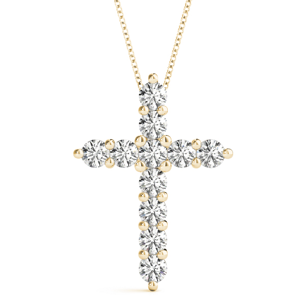 1.02 Ct Lab-Created Diamond Round Cut Raimund Cross Pendants Necklaces in Silver 925