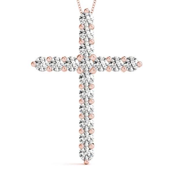 1.36 Ct Lab-Created Diamond Round Cut Yannick Cross Pendants Necklaces in Silver 925