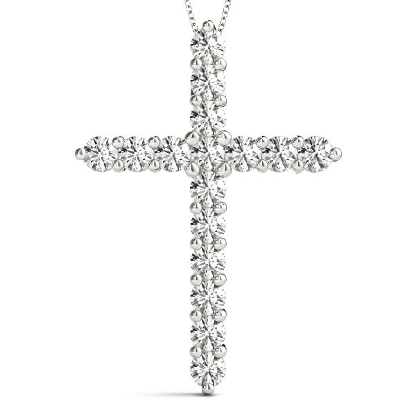 1.36 Ct Lab-Created Diamond Round Cut Yannick Cross Pendants Necklaces in Silver 925