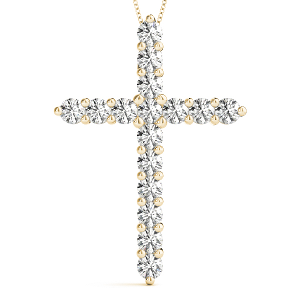 1.36 Ct Lab-Created Diamond Round Cut Yannick Cross Pendants Necklaces in Silver 925