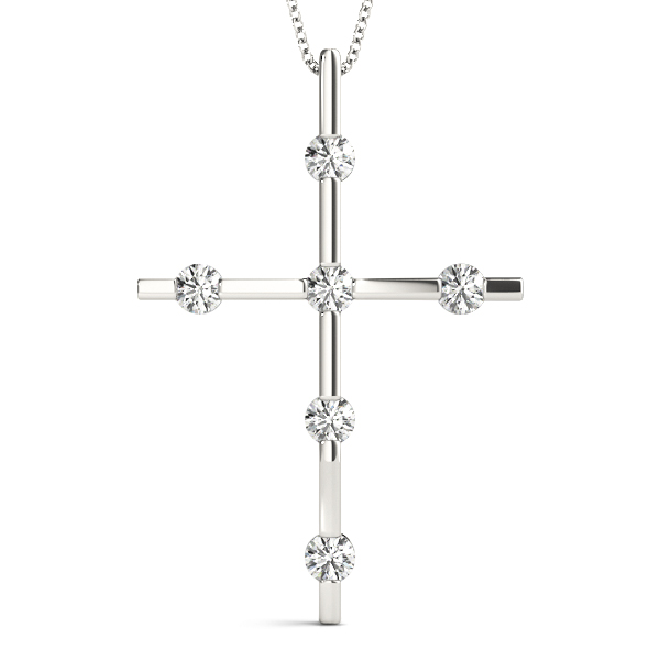 0.24 Ct Lab-Created Diamond Round Cut Sepp Cross Pendants Necklaces in Silver 925