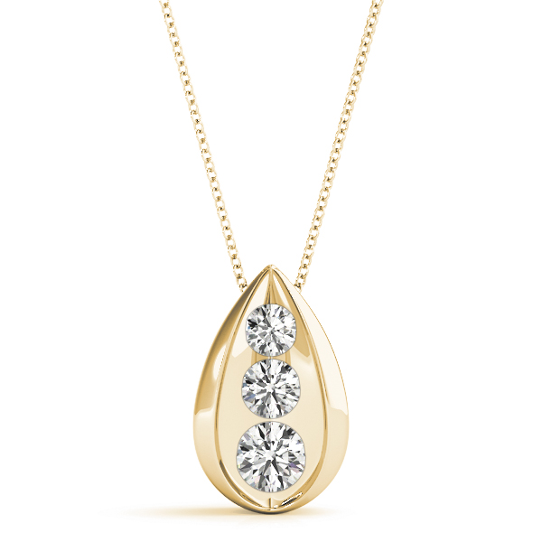 Poet Lab Grown Diamond Yellow Gold Prong Set Designer Pendant Necklace
