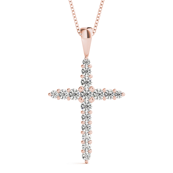 0.5 Ct Lab-Created Diamond Round Cut Egon Cross Pendants Necklaces in Silver 925